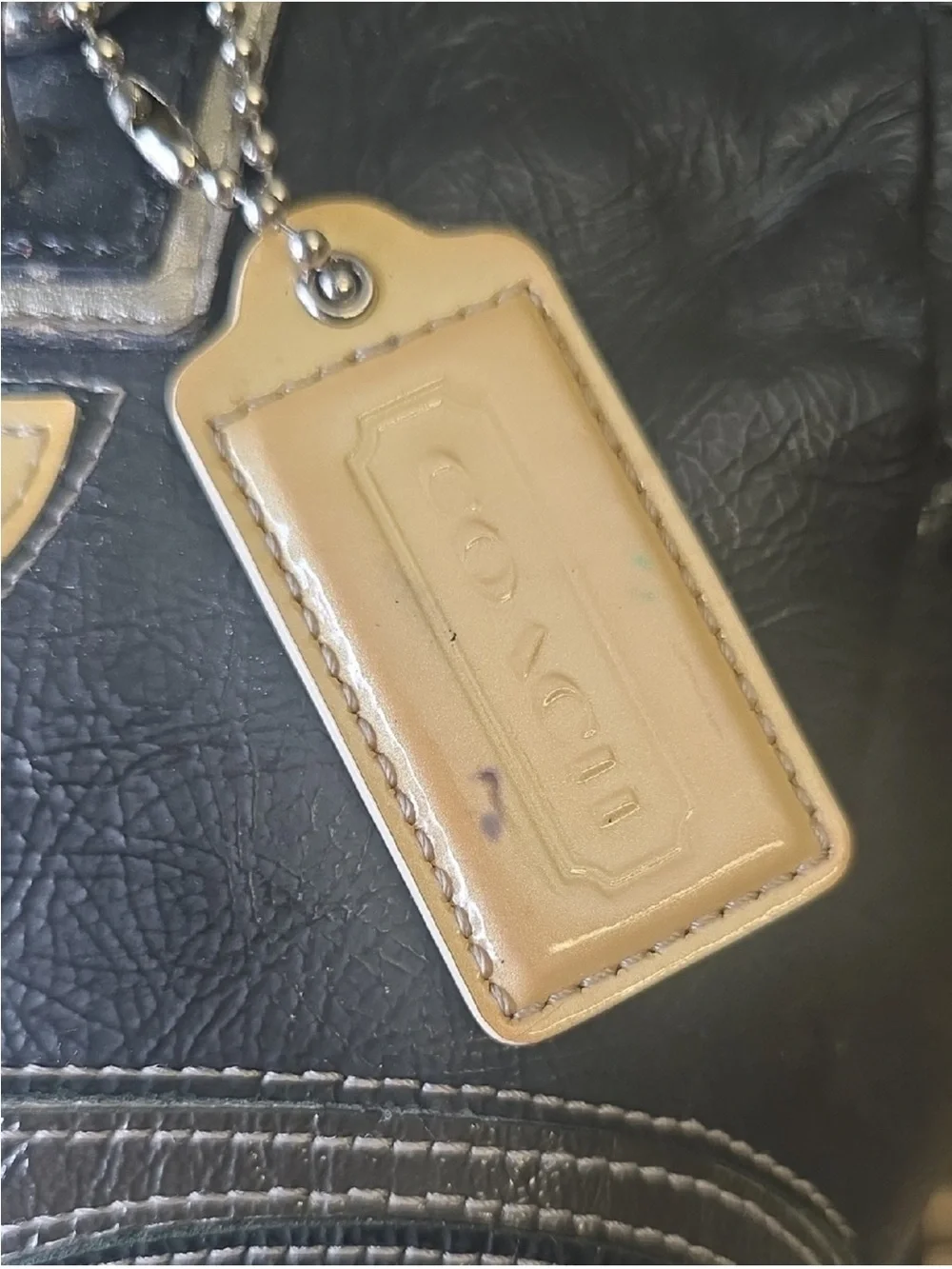 COACH Black Grey Leather Inlaid Tote Shoulder Bag